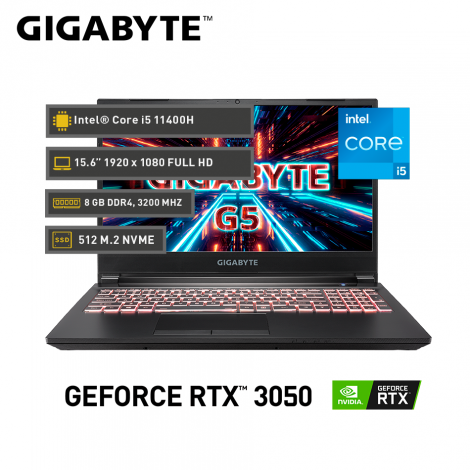 Gigabyte G5 GD-51LA123SD, Intel® Core™ i5-11400H, GeForce RTX™ 3050 8GB DDR4 15.6" FHD 144 Hz