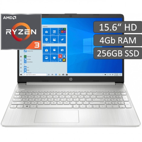 Notebook HP 15-ef1009la, 15.6" HD, AMD Ryzen 3 4300U, 2.70 / 3.70GHz, 4GB DDR4