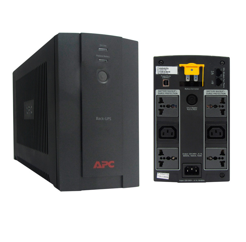 UPS APC BX1400U-MS, 1400VA, 700W, interactivo, 220V, AVR, 2 tomas C13, 4  tomas universales - Protección eléctrica