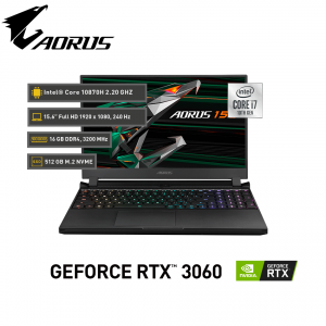 Gigabyte AORUS 15G KC,  Intel® Core™  i7-10870H, GeForce RTX™ 3060P, 16GB DDR4, 15.6" FHD 240 Hz