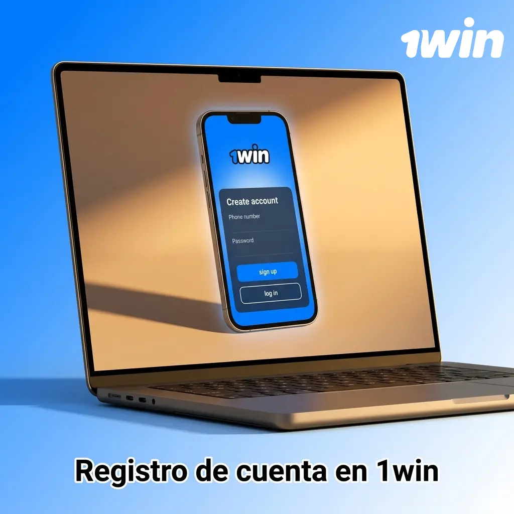 Formulario de registro de cuenta en 1win con campos para correo, contraseña y código promocional